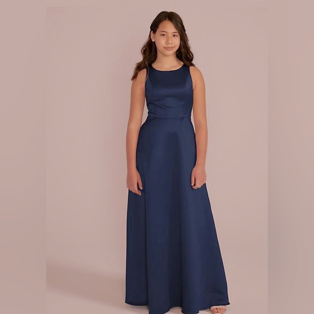 sleeveless satin a-line junior bridesmaid dress